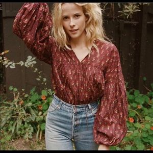 Doen Petunia Top in happy flower block print